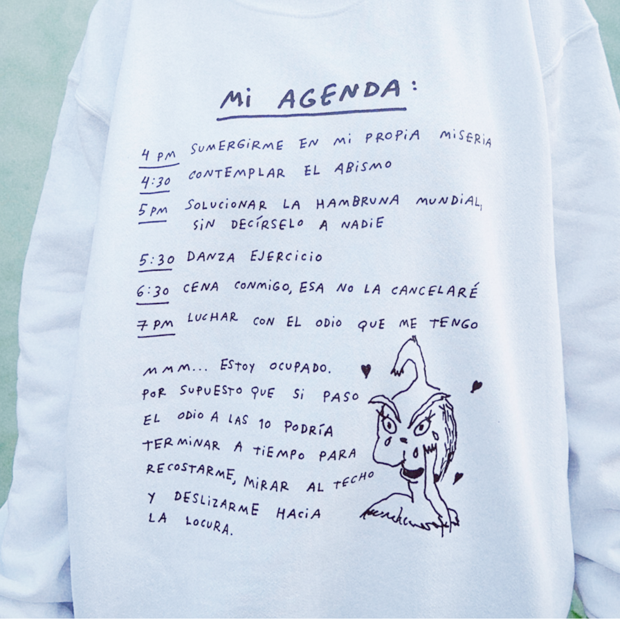 AGENDA GRINCH, SUDADERA BLANCA