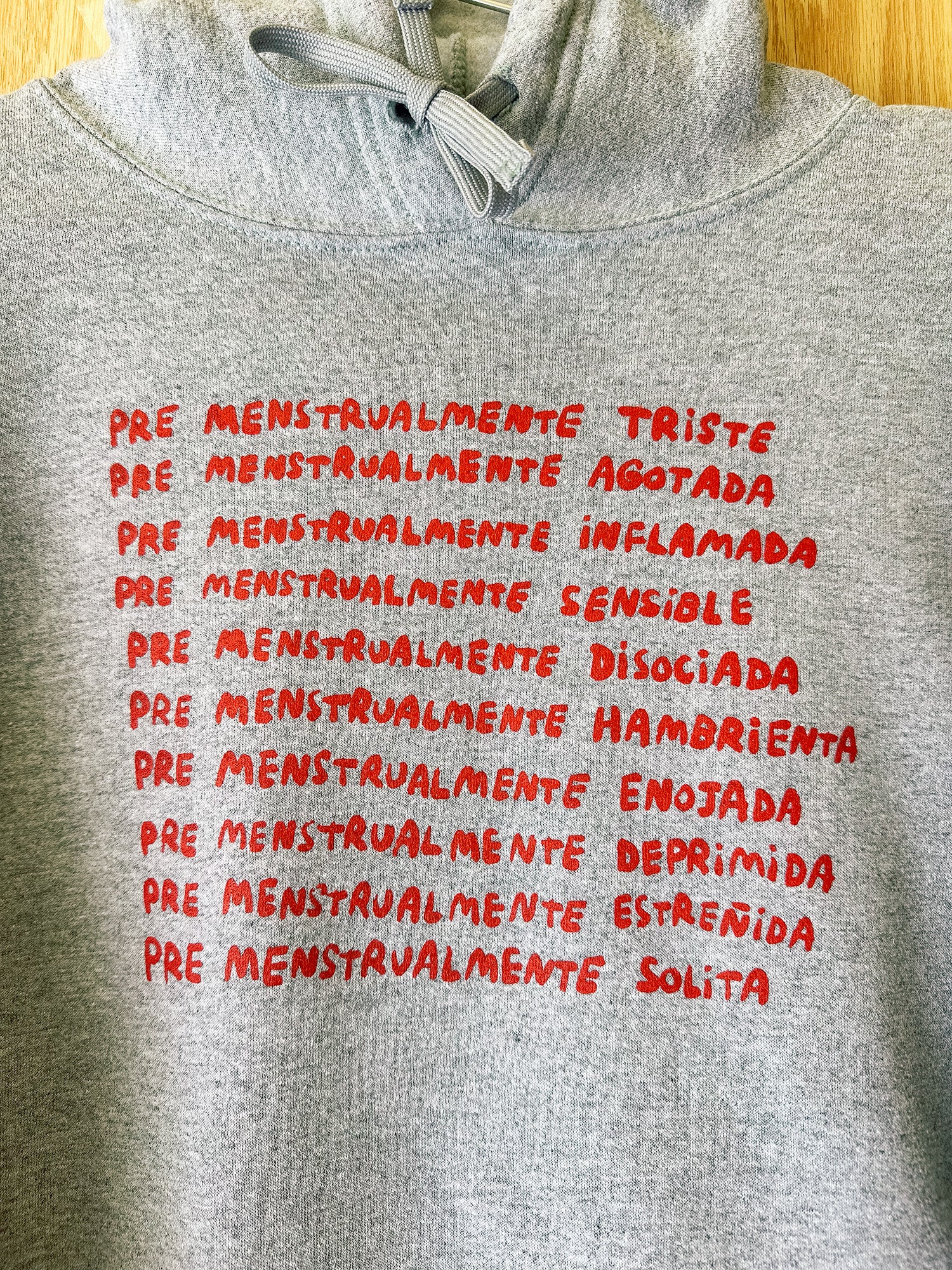 pre menstrual hoodie gris