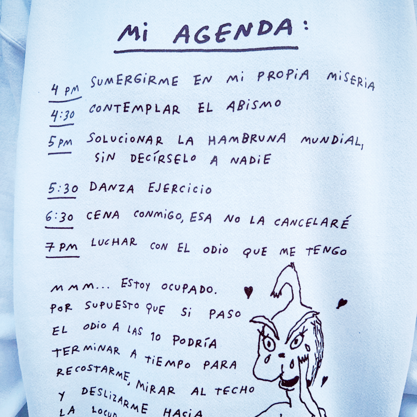 agenda grinch sudadera