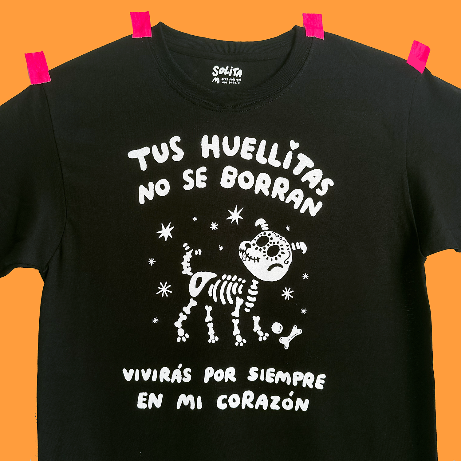 vivirás por siempre perrito t shirt negra
